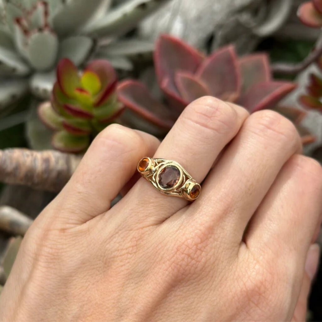 Vintage Stone Smokey Topaz Citrine Ring