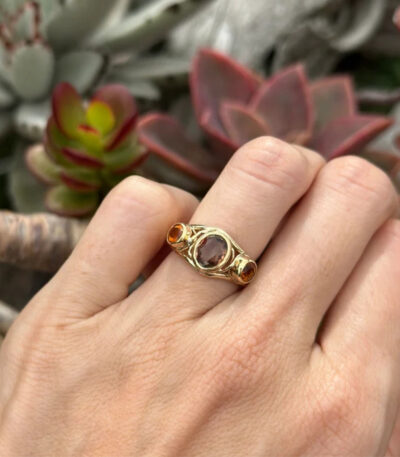 Vintage Stone Smokey Topaz Citrine Ring