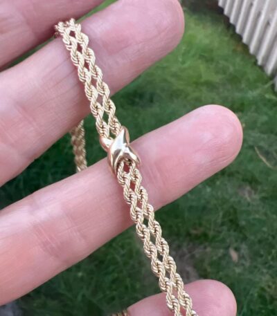 Gold Classic Double Rope Chain Bracelet