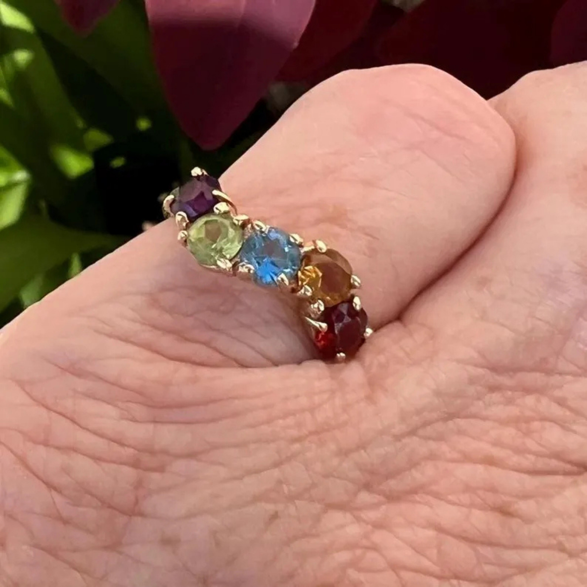 14k Multi Stone Ring Amethyst Peridot Citrine Garnet Topaz Ring 14k Multi Stone Ring Amethyst Peridot Citrine Garnet Topaz Ring