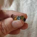 14k Multi Stone Ring Amethyst Peridot Citrine Garnet Topaz Ring