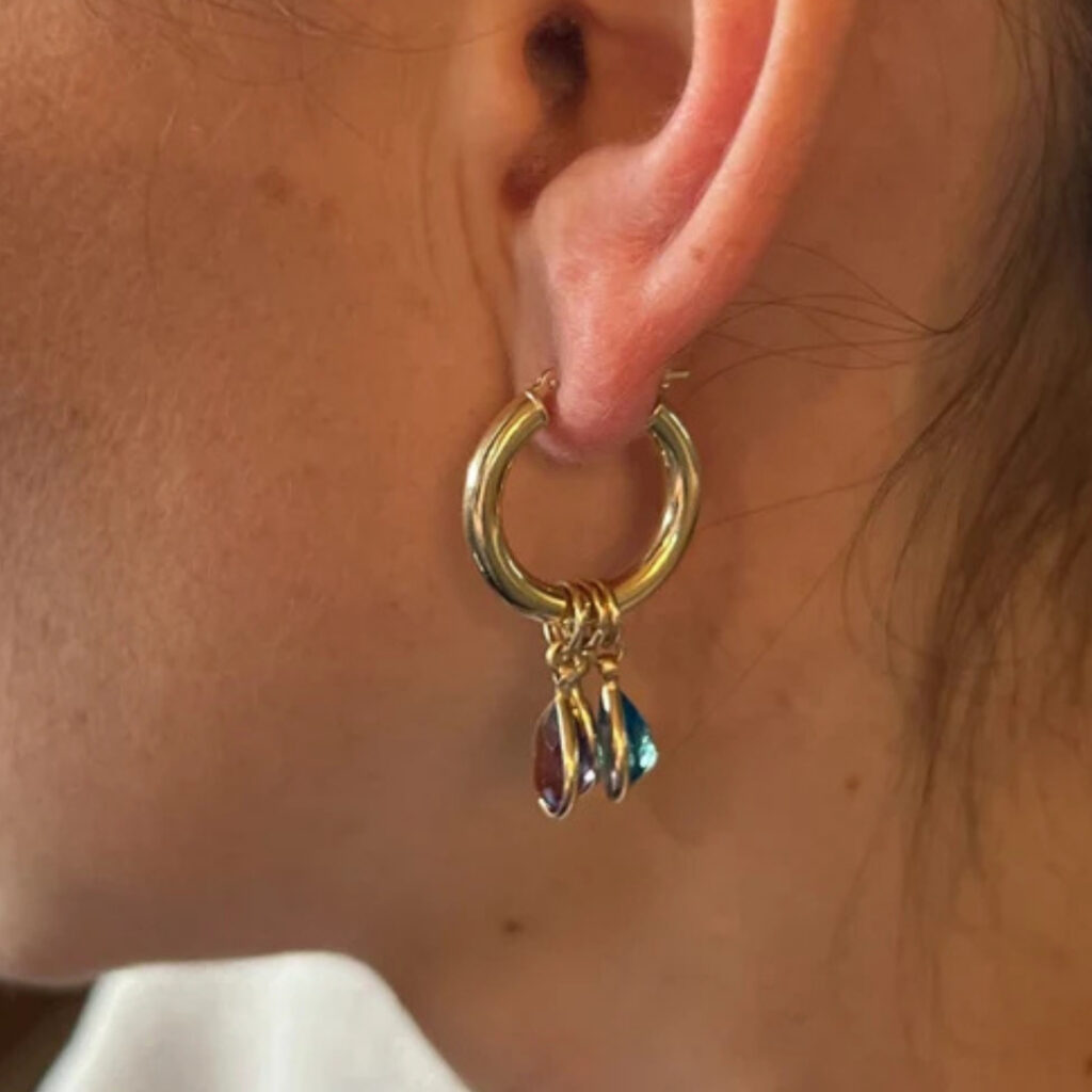 Gold Hoop Charm Earrings