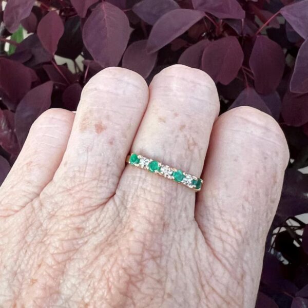 Vintage Emerald Diamond Band