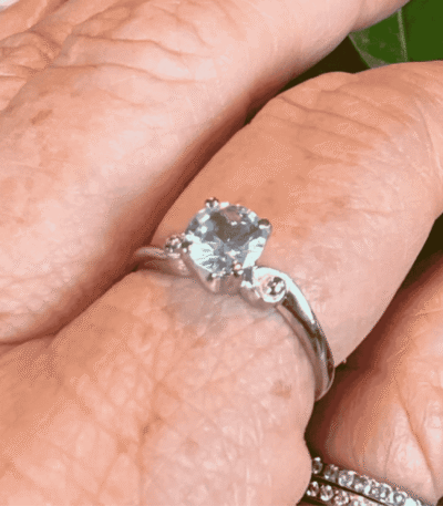 10k White Gold Vintage Blue Topaz Ring