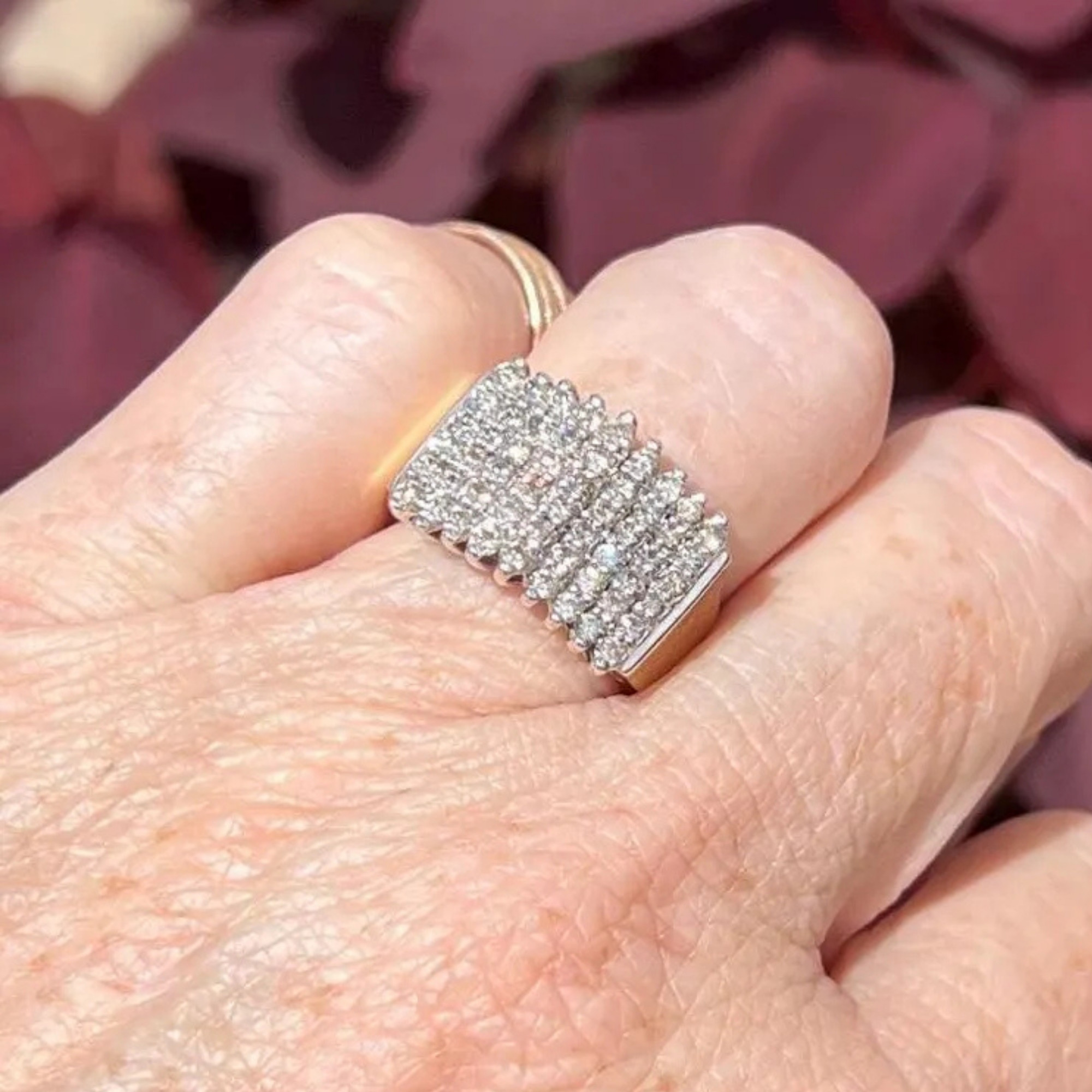 Vintage Diamond Yellow and White Gold Pyramid Ring Vintage Diamond Yellow and White Gold Pyramid Ring