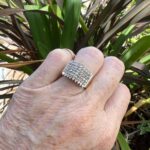 Vintage Diamond Yellow and White Gold Pyramid Ring