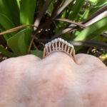 Vintage Diamond Yellow and White Gold Pyramid Ring