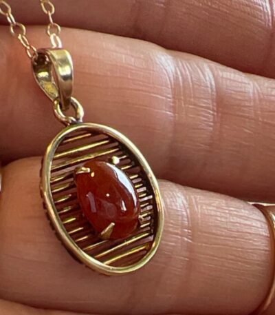 Red Jade Pendant Vintage 14k