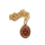 Red Jade Pendant Vintage 14k