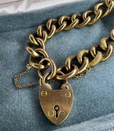 Vintage Rolled Gold Heart Padlock Bracelet