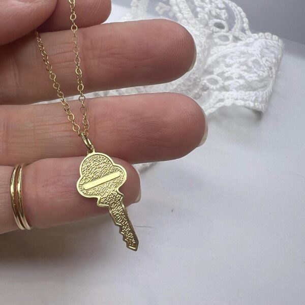 14k Vintage 14K Gold Key Charm | Solid Gold Skeleton Key Pendant | Key to My Heart Jewelry | Romantic Gift #6