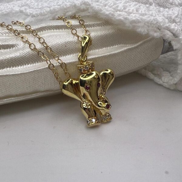 18kt Solid Gold Elephant Pendant | Diamond & Ruby Elephant Charm | Real Gold Lucky Elephant Necklace | Fine Jewelry Gift for Her  #6