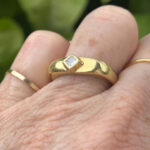 Unique Gold Ring and Princess Cut Bezel Diamond