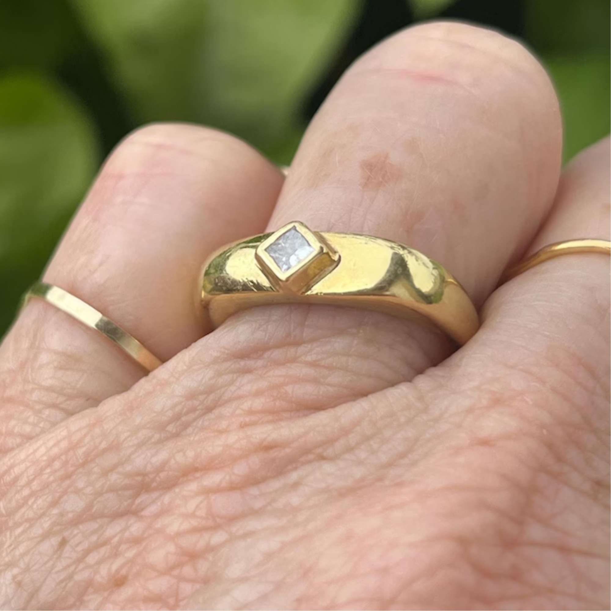 Unique Gold Ring and Princess Cut Bezel Diamond Unique Gold Ring and Princess Cut Bezel Diamond