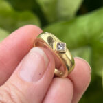Unique Gold Ring and Princess Cut Bezel Diamond