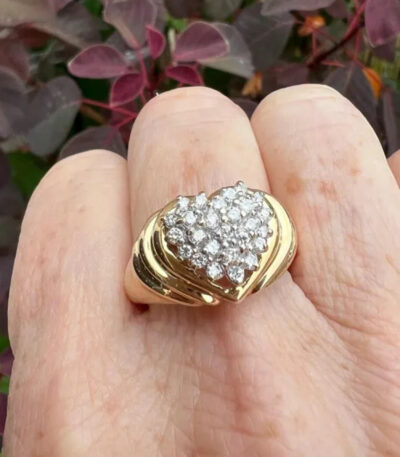 14k Gold Diamond Heart Ring