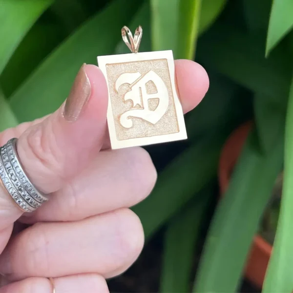Vintage 14k Letter D Pendant – Large Charm #30