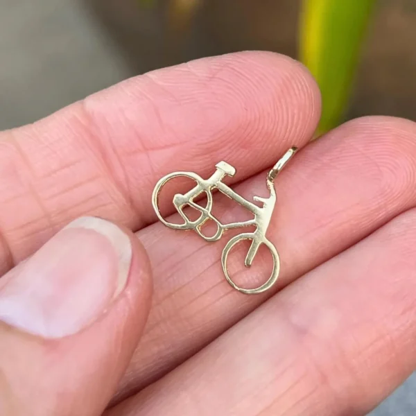 Vintage Bicycle Charm 14k – Bike Pendant Necklace #68