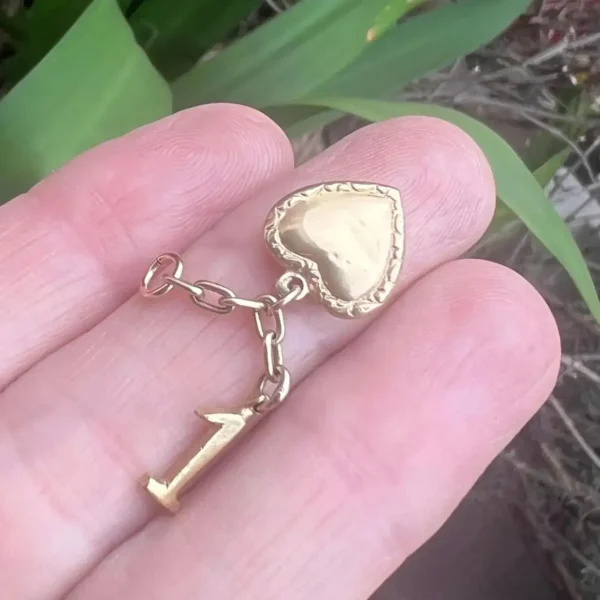 Vintage 10k Gold Puff Heart Charm With Number 1 Pendant #28