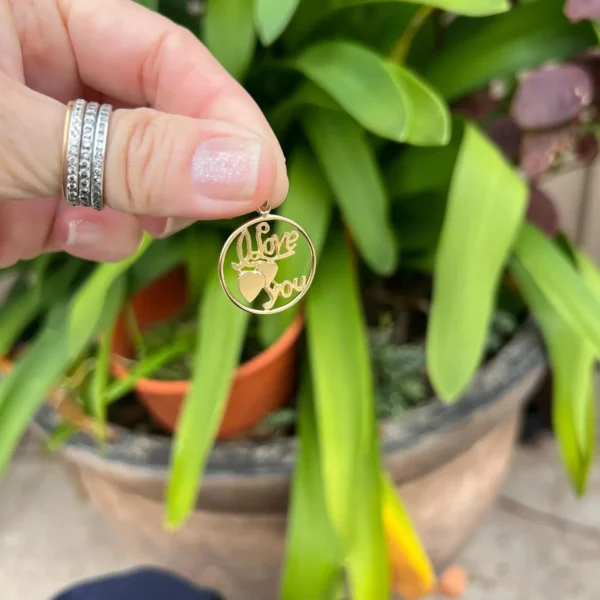 Vintage 14k Gold “I Love You” Pendant – 21 Mm #301