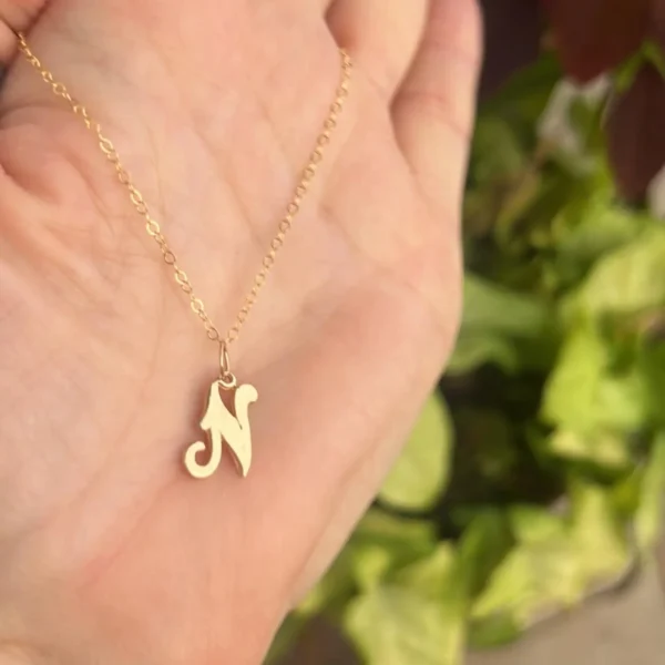 Vintage 14k Gold Initial “N” Charm – 8×15mm #191