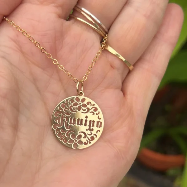 Vintage 14k Gold Hawaiian “kuuipo” Scroll Pendant Charm – #182