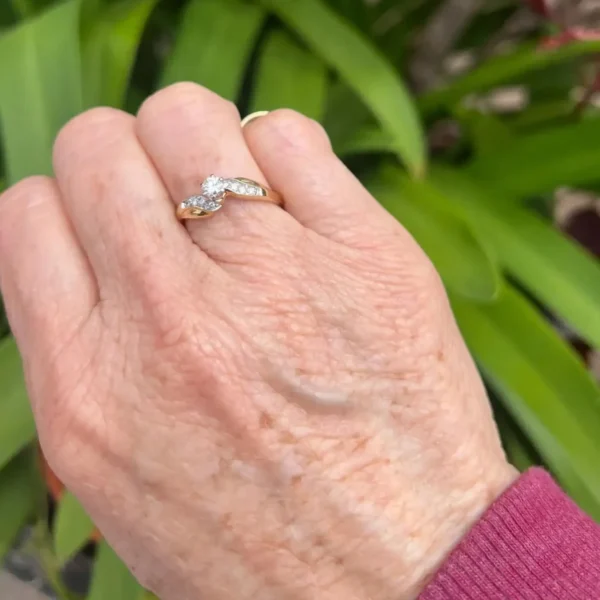 Vintage Diamond Ring, .25 round Center Stone, 14k Solid Gold #74