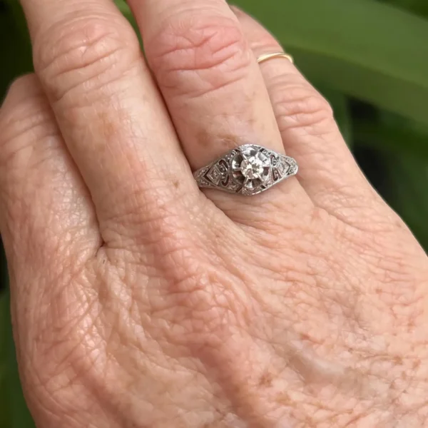 Vintage Art Deco Filigree Ring – Size 8 #496