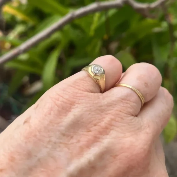 Vintage 14k Gold Diamond Ring – Euro Cut, Size 4 #170