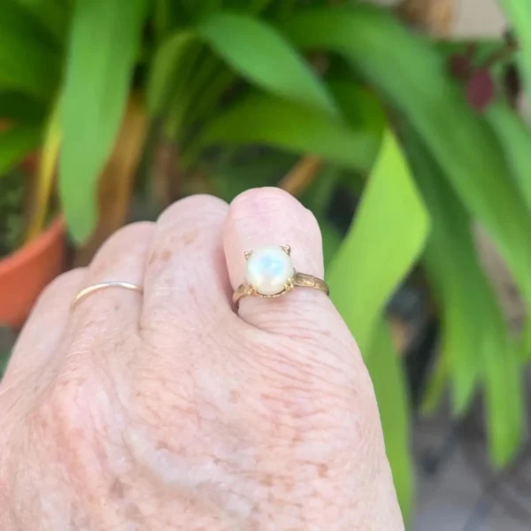Vintage 18k Gold Pearl Ring – Size 5 #161