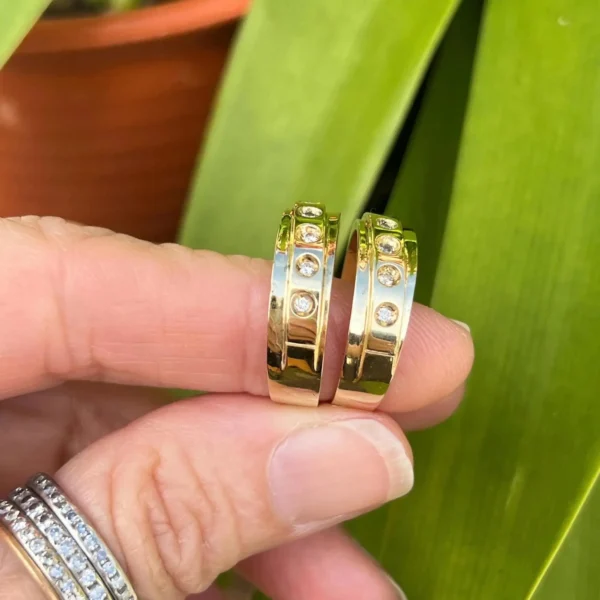 Vintage 14k Gold Diamond Bands – Size 8 & 9 #24