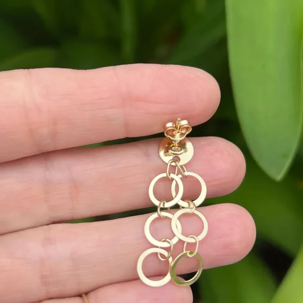 Vintage 14k Gold Dangling Single Earring – 2 Drops #158